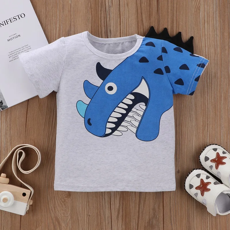 

Summer Baby Boy Clothes Kids T-shirt 3D Dinosaur Cartoon Print Children T-Shirts Infant Cotton Toddler Tops New Spring 2-6Y