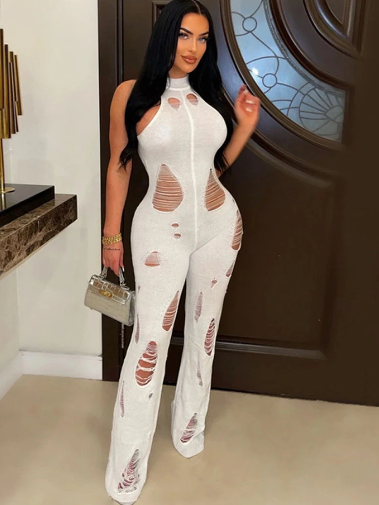 2023 Elegant White Knitted Distressed Rompers Womens Sleeveless Off Shoulder Cut-Out Sweater Jumpusuits Sexy Clubwear
2023 Elegant White Knitted Distressed Rompers Womens Sleeveless Off Shoulder Cut-Out Sweater Jumpusuits Sexy Clubwear
