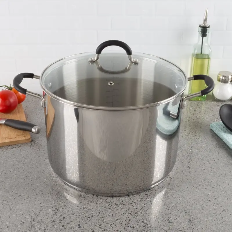 

Large Stock Pot-Stainless Steel Pot with Lid-Compatible with Electric, Gas, Induction or Gas Cooktops-12-Quart Capacity Cookware