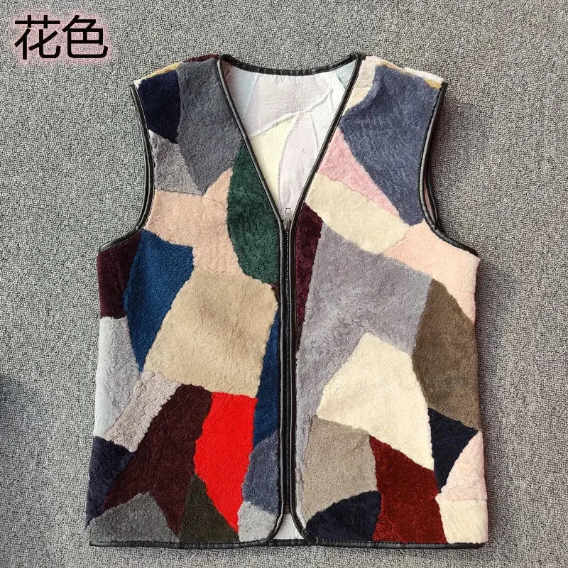 

Men's and Women's Winter Genuine Wool Vest Middle-aged Elderly with Fur Warm Fleece Thick Waistcoat Cold Resistance