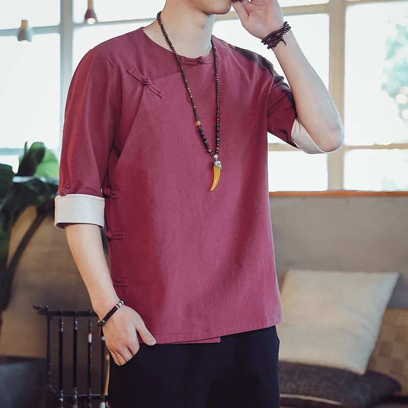 Men's Shirt Vintage Mitre Opening Button Design Shirts Sinicism Men's Cotton and Linen Comfort Three-quarter Sleeve Hanfu Shirt
Men's Shirt Vintage Mitre Opening Button Design Shirts Sinicism Men's Cotton and Linen Comfort Three-quarter Sleeve Hanfu Shirt