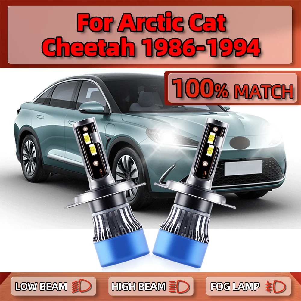

20000LM Canbus LED Headlight Bulb High & Low Beam 12V Auto Lamps 6000K For Arctic Cat Cheetah 1986-1989 1990 1991 1992 1993 1994