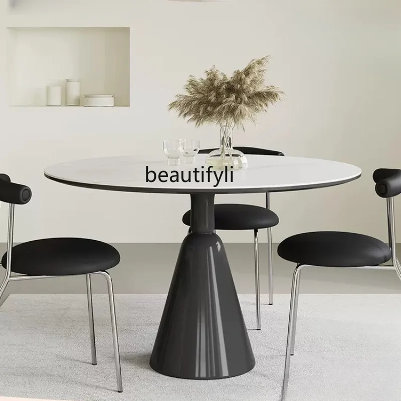 Qiji Style Light Luxury round Dining Table and Chair Combination Small Apartment Cream Rock Plate round Table round furniture
Qiji Style Light Luxury round Dining Table and Chair Combination Small Apartment Cream Rock Plate round Table round furniture
