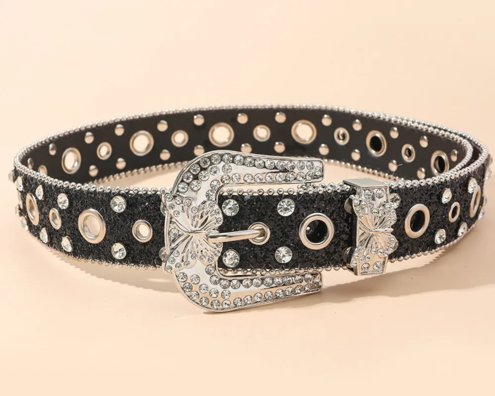 Women's Sequin Waistband Mesh Red Popular Butterfly Buckle Belt Women's Butterfly Pattern Punk Spicy Girl Durable Belt
Women's Sequin Waistband Mesh Red Popular Butterfly Buckle Belt Women's Butterfly Pattern Punk Spicy Girl Durable Belt
