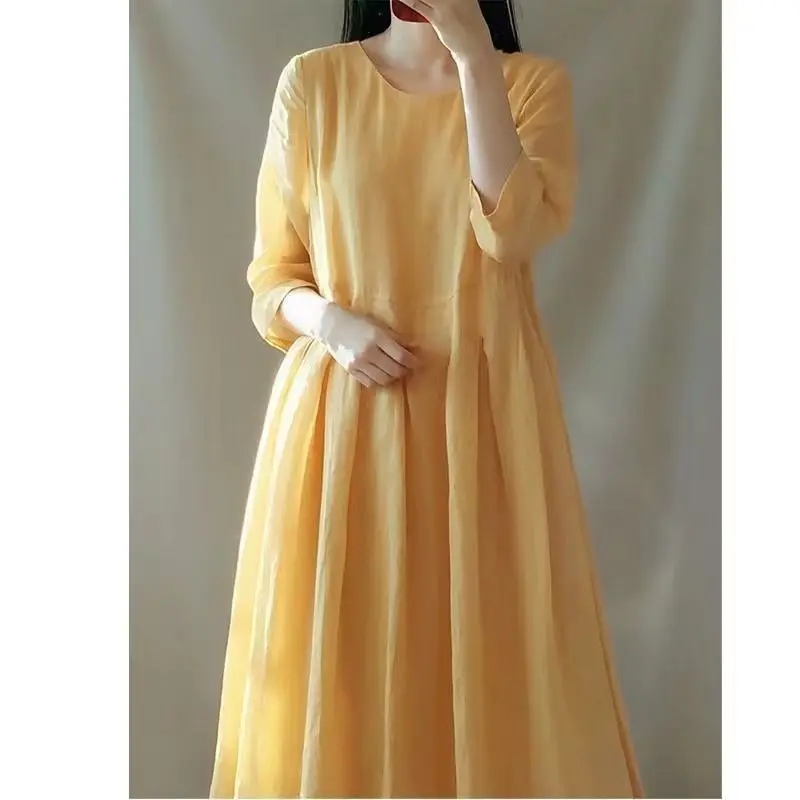 Women 2024 Summer Elegant Solid Color Loose Dress Female Fashion Cotton Linen Long Vestidos Ladies O-neck A-line Dresses V60
Women 2024 Summer Elegant Solid Color Loose Dress Female Fashion Cotton Linen Long Vestidos Ladies O-neck A-line Dresses V60