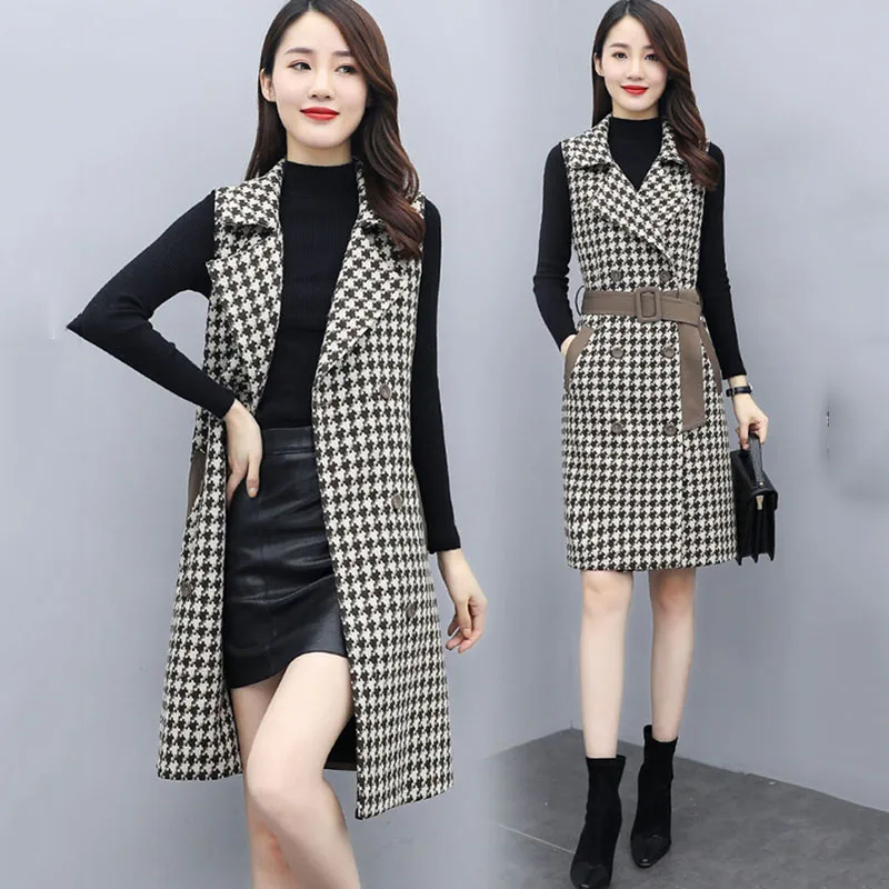 2022 New Spring Autumn Women's Plaid Vest Double Breasted Sleeveless Jacket Long Vest Female Waistcoat Windbreaker Coat Tops
2022 New Spring Autumn Women's Plaid Vest Double Breasted Sleeveless Jacket Long Vest Female Waistcoat Windbreaker Coat Tops