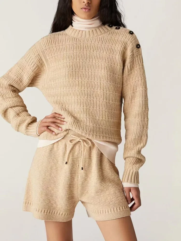 Women's Sweater Shoulder Buttons O-Neck Split Design 2023 Fall Winter Thick Knitted Pullover
Women's Sweater Shoulder Buttons O-Neck Split Design 2023 Fall Winter Thick Knitted Pullover
