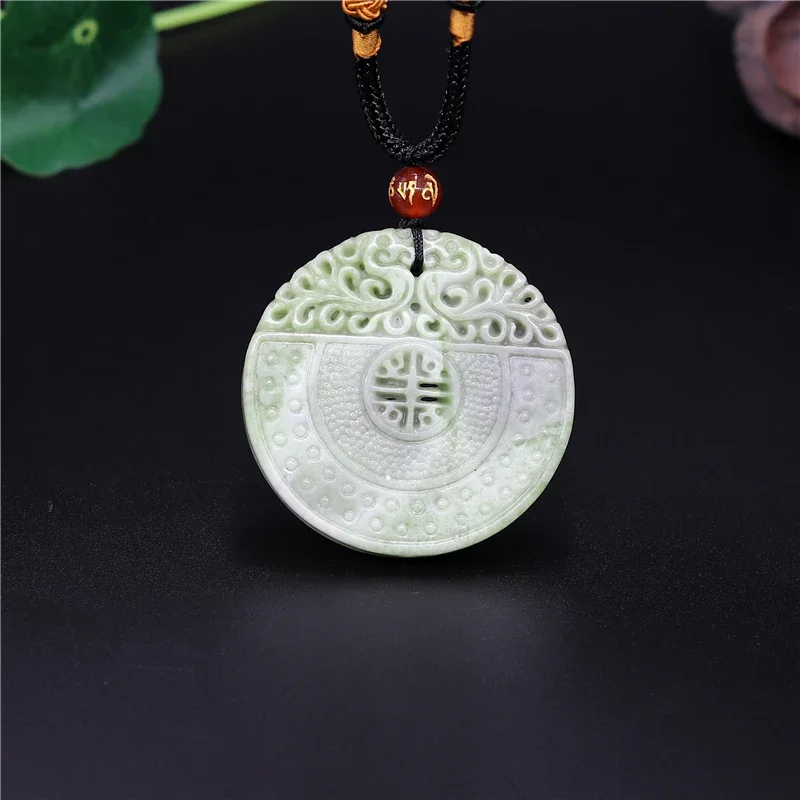 

Natural Chinese Dragon Phoenix Jade Pendant White Green Necklace Charm Jewellery Fashion Double-sided Carved Man Woman Amulet