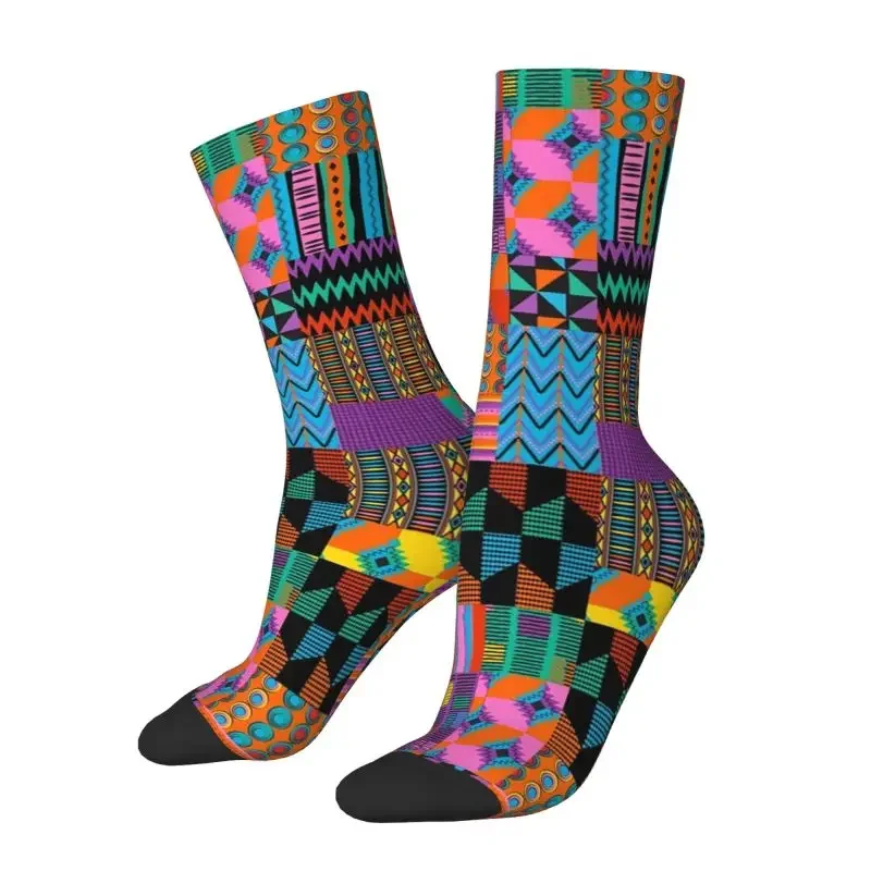 

Unique Wax Print Ankara Kente Pattern Socks Men's Women's Fashion Novelty Africa Ethnic Tribal Art Crew Socks