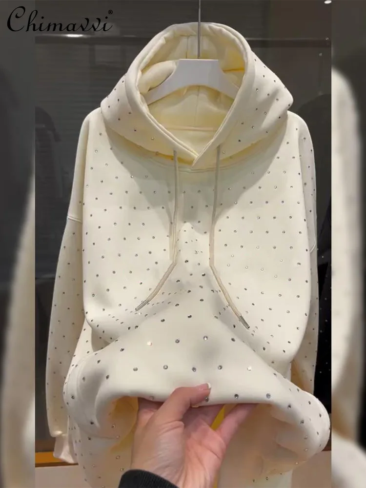 European Hot Rhinestone Apricot Hooded Sweatshirts 2024 Spring New Fashion Loose Pullover Long Sleeve Streetwear Women's Hoodies
European Hot Rhinestone Apricot Hooded Sweatshirts 2024 Spring New Fashion Loose Pullover Long Sleeve Streetwear Women's Hoodies