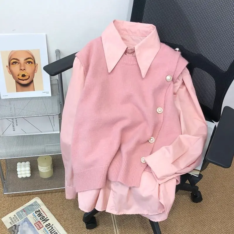 DUOFAN Women's Casual Blouses New Fashion Candy Color Vest+Shirt Two Piece Sets Ladies Autumn Winter Long Sleeve Elegant Tops
DUOFAN Women's Casual Blouses New Fashion Candy Color Vest+Shirt Two Piece Sets Ladies Autumn Winter Long Sleeve Elegant Tops