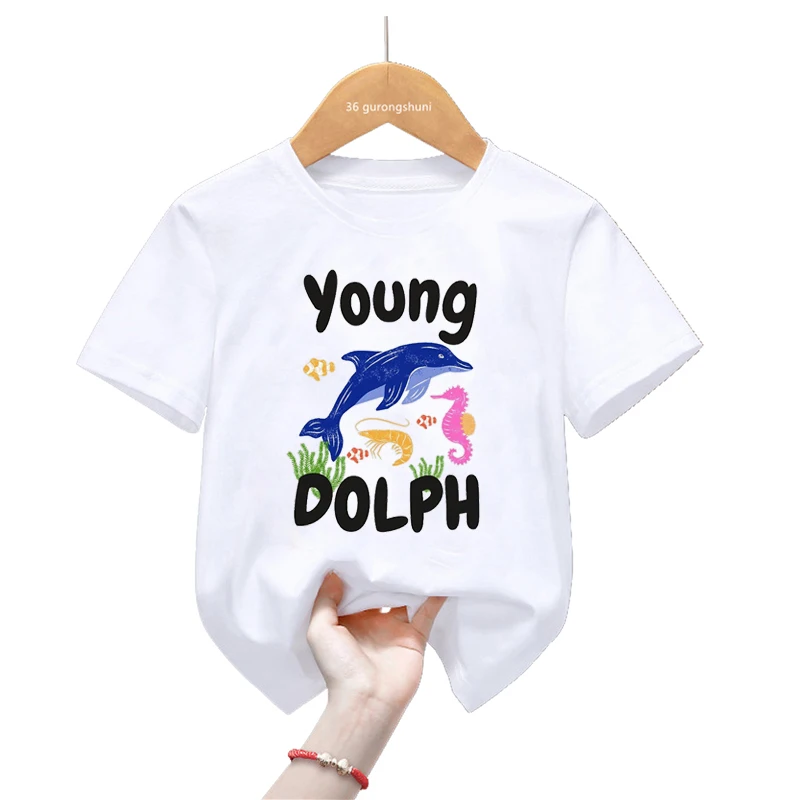 

Футболка Young Dolph с графическим принтом для девочек/мальчиков, детская одежда с акварельным дельфином, летние топы, футболка в стиле Харадзюку