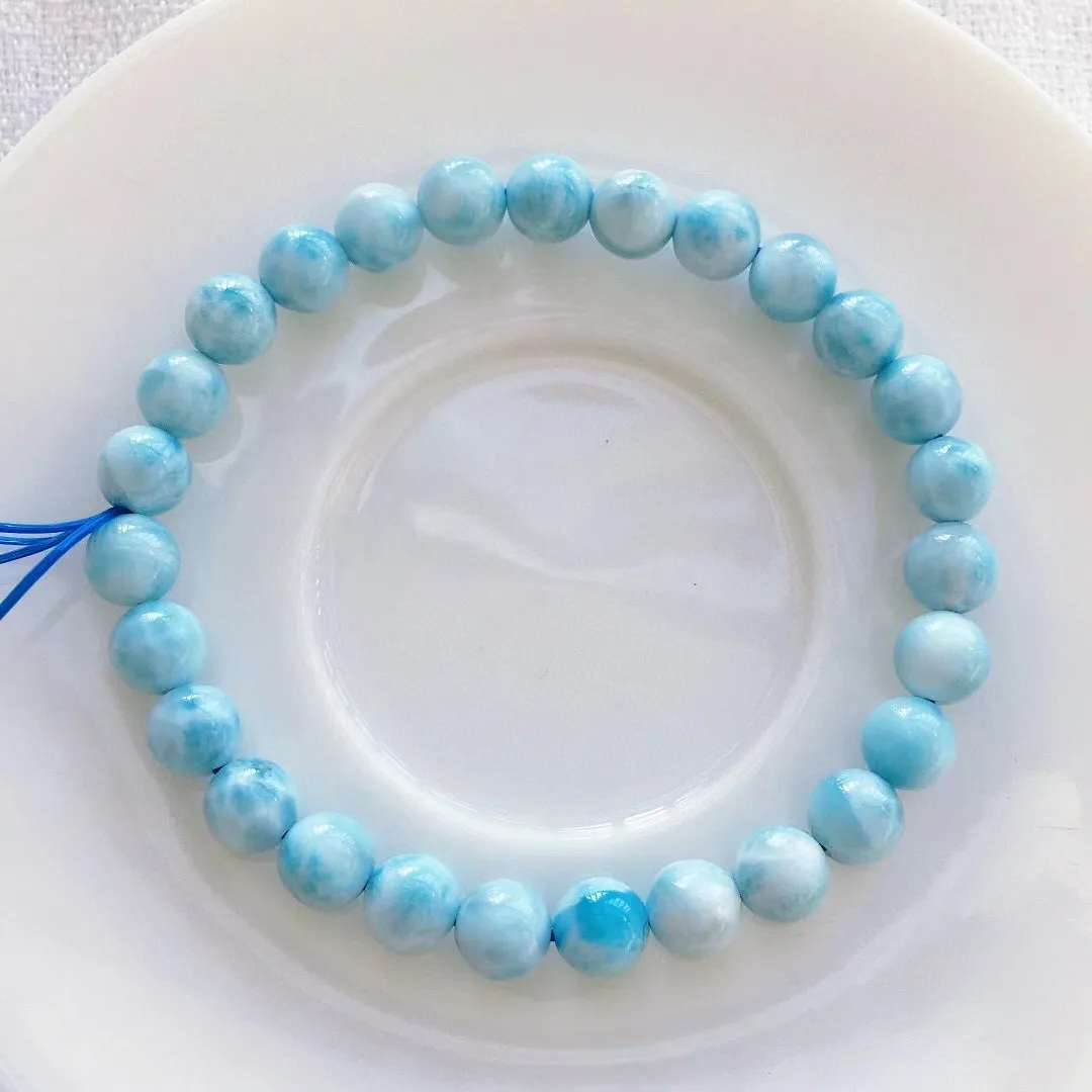 

7mm Natural Blue Larimar Stone Bracelet Jewelry For Women Lady Men Wealth Healing Luck Gift Gemstone Crystal Beads Strands AAAAA