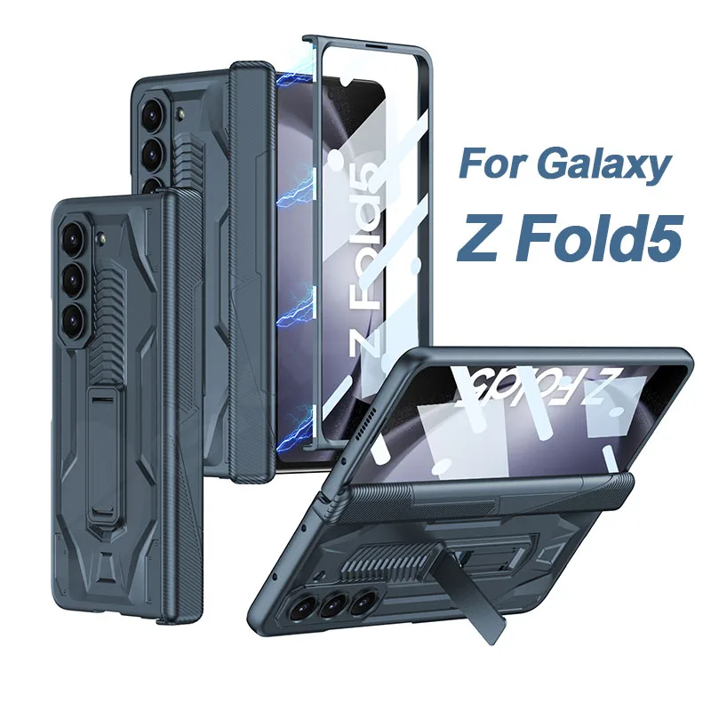 

Пластиковый чехол GKK Armor с магнитной петлей для Samsung Galaxy Z Fold 5 5G с передней стеклянной подставкой, жесткий чехол для Galaxy Z Fold5