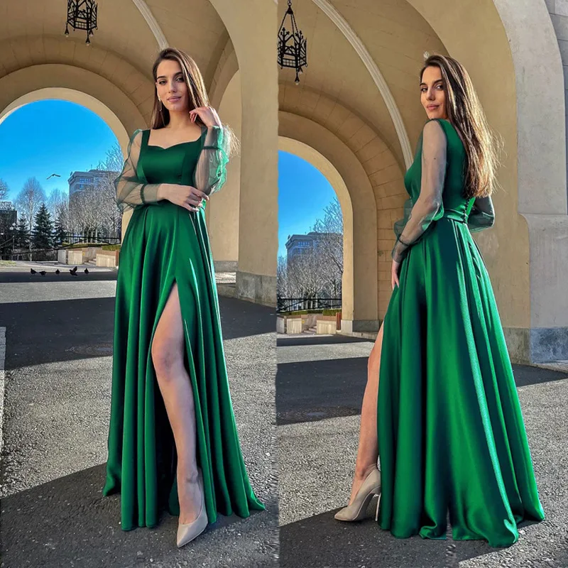 Elegant Women Evening Dress 2023 Green Hollow Puff Sleeve High Split Slit Waist Maxi Dress Quinceanera Formal Occasion Dress
Elegant Women Evening Dress 2023 Green Hollow Puff Sleeve High Split Slit Waist Maxi Dress Quinceanera Formal Occasion Dress