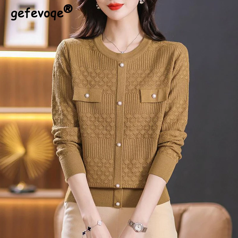 Women Korean Fashion Beaded Chic Elegant Basic Knitwears Spring Autumn Casual Solid Long Sleeve Pullover Tops Round Neck Jumpers
Women Korean Fashion Beaded Chic Elegant Basic Knitwears Spring Autumn Casual Solid Long Sleeve Pullover Tops Round Neck Jumpers