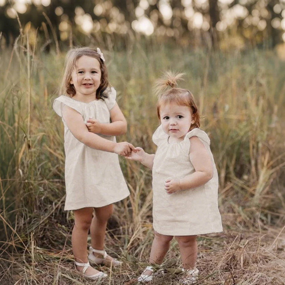 Summer 100% Cotton Kids Girls Dresses Toddler Smock Dress Classy A-line Sleeveless Skirt Daily or Party Princess Wear Clothes 4 Sb6c374a66fe44b7495d00bb2adfda390N