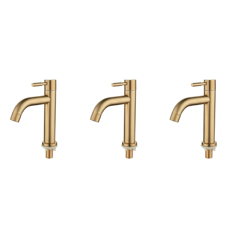 HOT SALE 3X Brush Gold Single Cold Basin Faucet 304 Material Basin Mixer Bathroom Sink Faucet Water Wash Mixer Tap-A
HOT SALE 3X Brush Gold Single Cold Basin Faucet 304 Material Basin Mixer Bathroom Sink Faucet Water Wash Mixer Tap-A