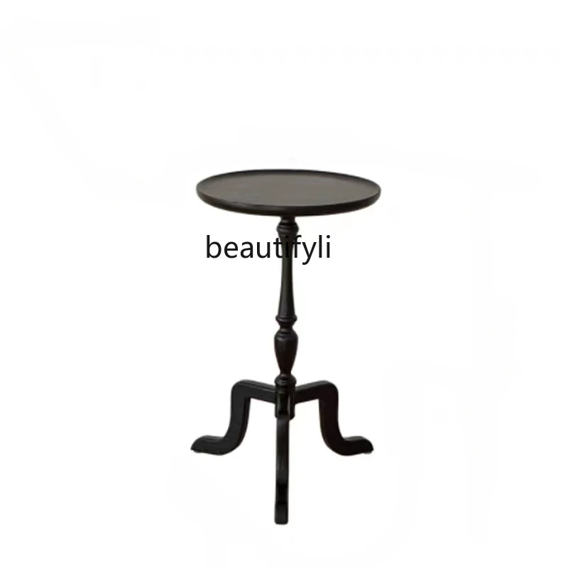 

Американский Маленький журнальный столик из массива дерева в стиле ретро, прикроватный маленький круглый столик, прикроватный столик для балкона, угловой журнальный столик
