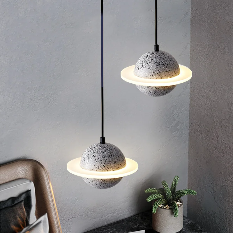 

Creative Personality Planet Chandelier Simple Restaurant Bar Bedroom Bedside Stairs Window Cement Terrazzo Pendant Lamp Decorate