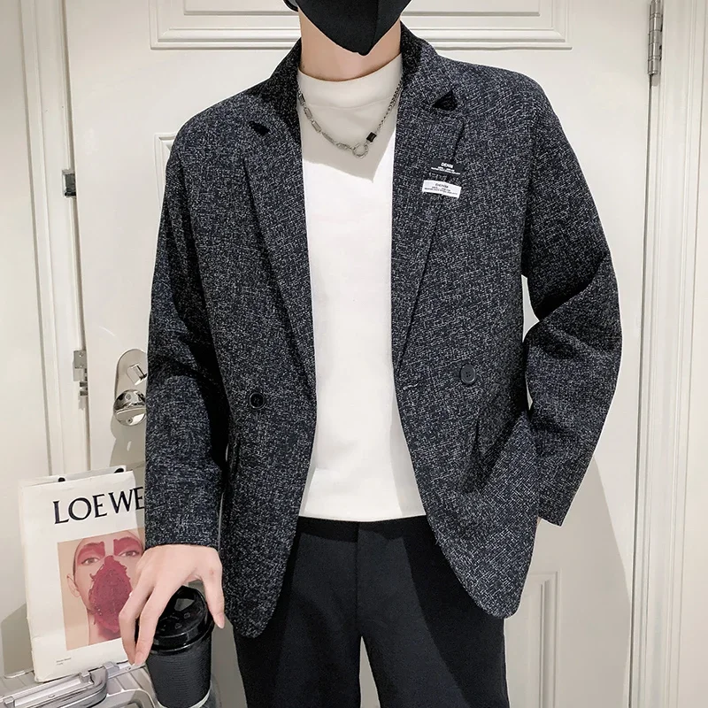 

New Men's Small Fragrance Casual Fashion Gentleman Everything Trend Korean Version Of British Style Senior Sense Loose Blazer