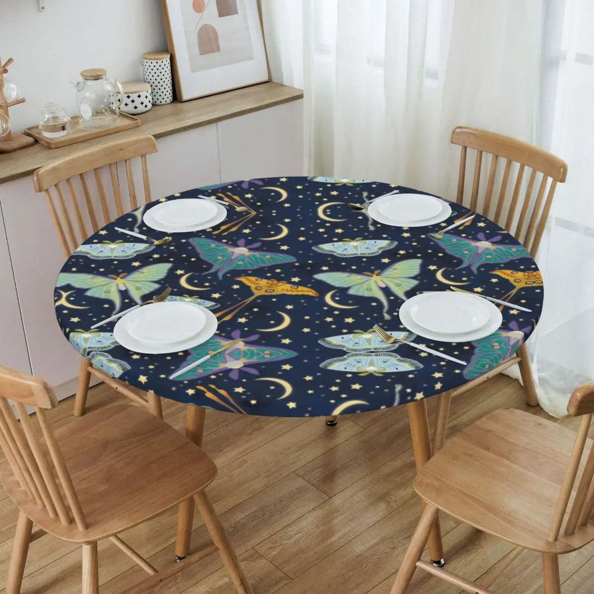 Round Waterproof Oil-Proof Moon Moth Pattern Tablecloth Backing Elastic Edge Table Cover 40"-44" Fit Insect Table Cloth
Round Waterproof Oil-Proof Moon Moth Pattern Tablecloth Backing Elastic Edge Table Cover 40"-44" Fit Insect Table Cloth