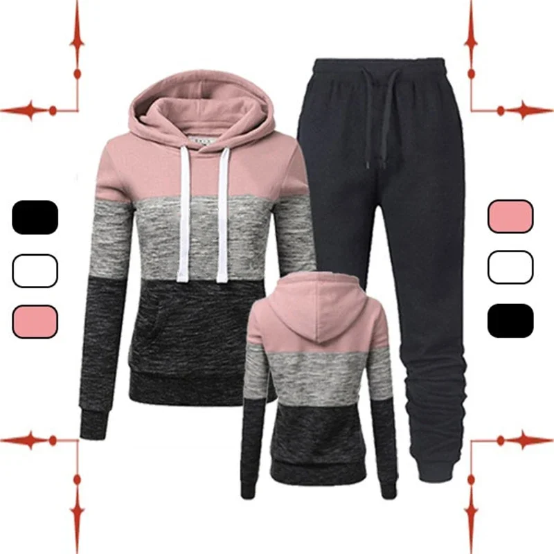 

New Korea Fashion Women Hoodie Tracksuits Long Sleeve Pullover Hoodies 2 Pieces Sweatsuit Sports Jogger Set for Female 2023