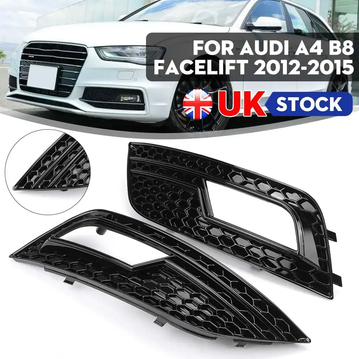 2pcs Front Fog Light Cover Honeycomb Mesh Sport Style Front Bumper Grille For Audi A4 B8 Facelift 2012 2013 2014 2015 Body Kit
2pcs Front Fog Light Cover Honeycomb Mesh Sport Style Front Bumper Grille For Audi A4 B8 Facelift 2012 2013 2014 2015 Body Kit