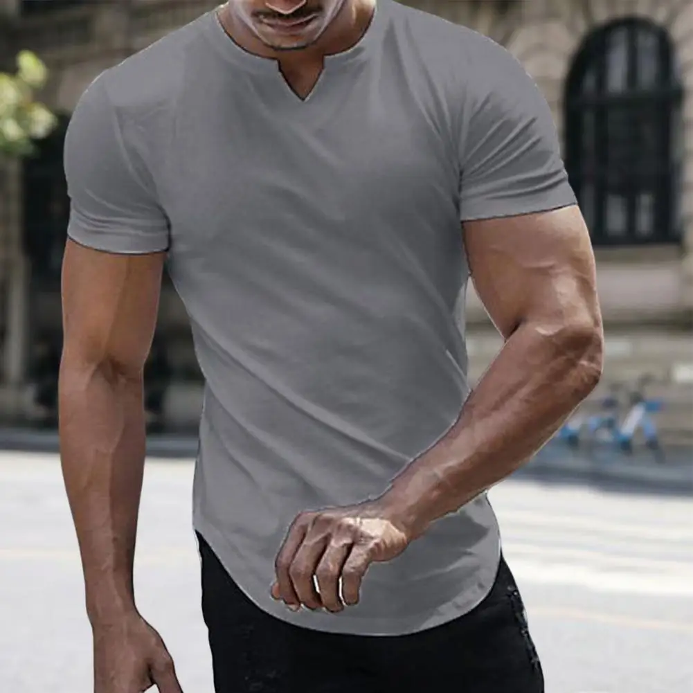 Chic Men T-shirt Anti-pilling Arc Hem Breathable Male Slim Fit Solid Tee Shirt Male Top Versatile
Chic Men T-shirt Anti-pilling Arc Hem Breathable Male Slim Fit Solid Tee Shirt Male Top Versatile