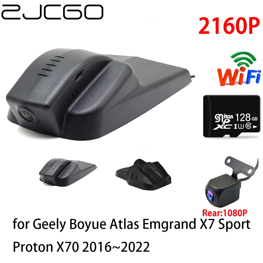 

ZJCGO 2K 4K Car DVR Dash Cam Wifi Front Rear Camera 2 Lens 24h for Geely Boyue Atlas Emgrand X7 Sport Proton X70 2016~2022