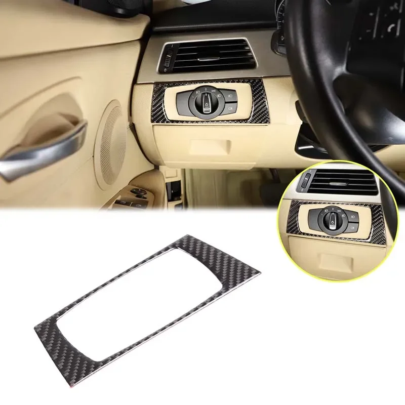 

For BMW 3 Series E90 E92 E93 2005-2012 Car Headlight Switch Decorative Sticker Soft Carbon Fiber Interior Accessories LHD