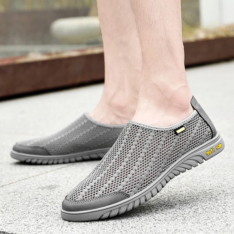 

New Breathable Leather Mesh Men Sneakers Walk Sneakers Daily Commute Casual Summer Driving Anti-slip Wearable Versatile Shoes