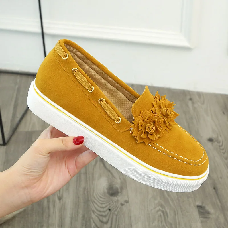 

Casual Flat Plus Size Women Sneakers Ladies Suede Bow Tie Slip on Shallow Comfort Vulcanized Shoes Female Flats Footwear Nice