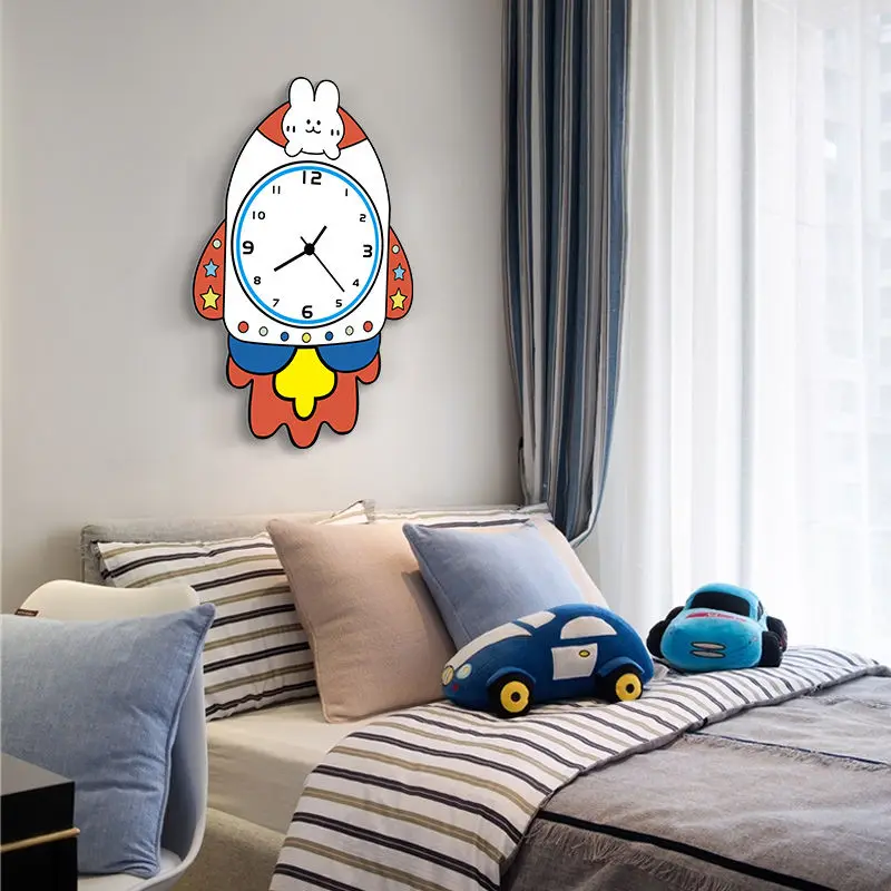Cute Rocket Cartoon Wall Clock Fashion Decorative Clock Creative Mute Living Room Bedroom Children's Room Kindergarten Clock
Cute Rocket Cartoon Wall Clock Fashion Decorative Clock Creative Mute Living Room Bedroom Children's Room Kindergarten Clock