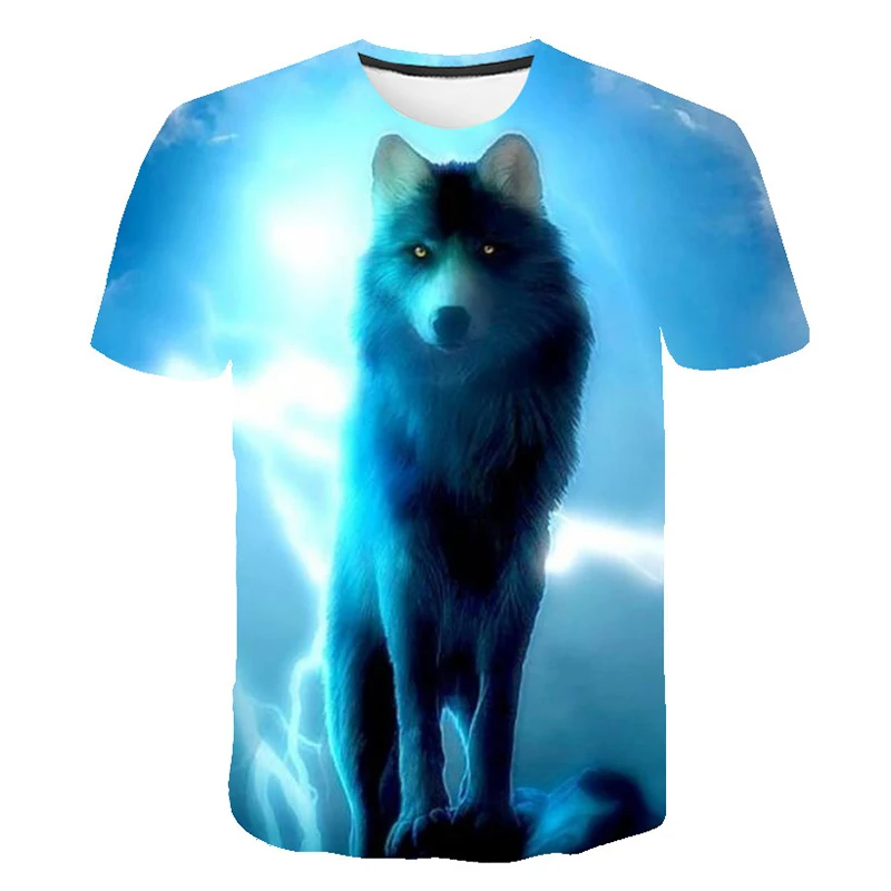 

2023 Summer Animal Graphic Tee Tops Print Wolf Men's T-shirt 3D Fashion Hipster Hip Hop Casual Short-Sleeved Round Neck T-shirt