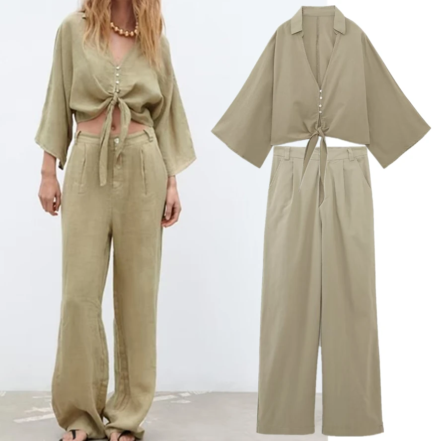 Withered Country Style French Retro High Waist Loose Casual Pants Suit Ladies Sets Cotton Linen Bow Knot Short Shirt
Withered Country Style French Retro High Waist Loose Casual Pants Suit Ladies Sets Cotton Linen Bow Knot Short Shirt