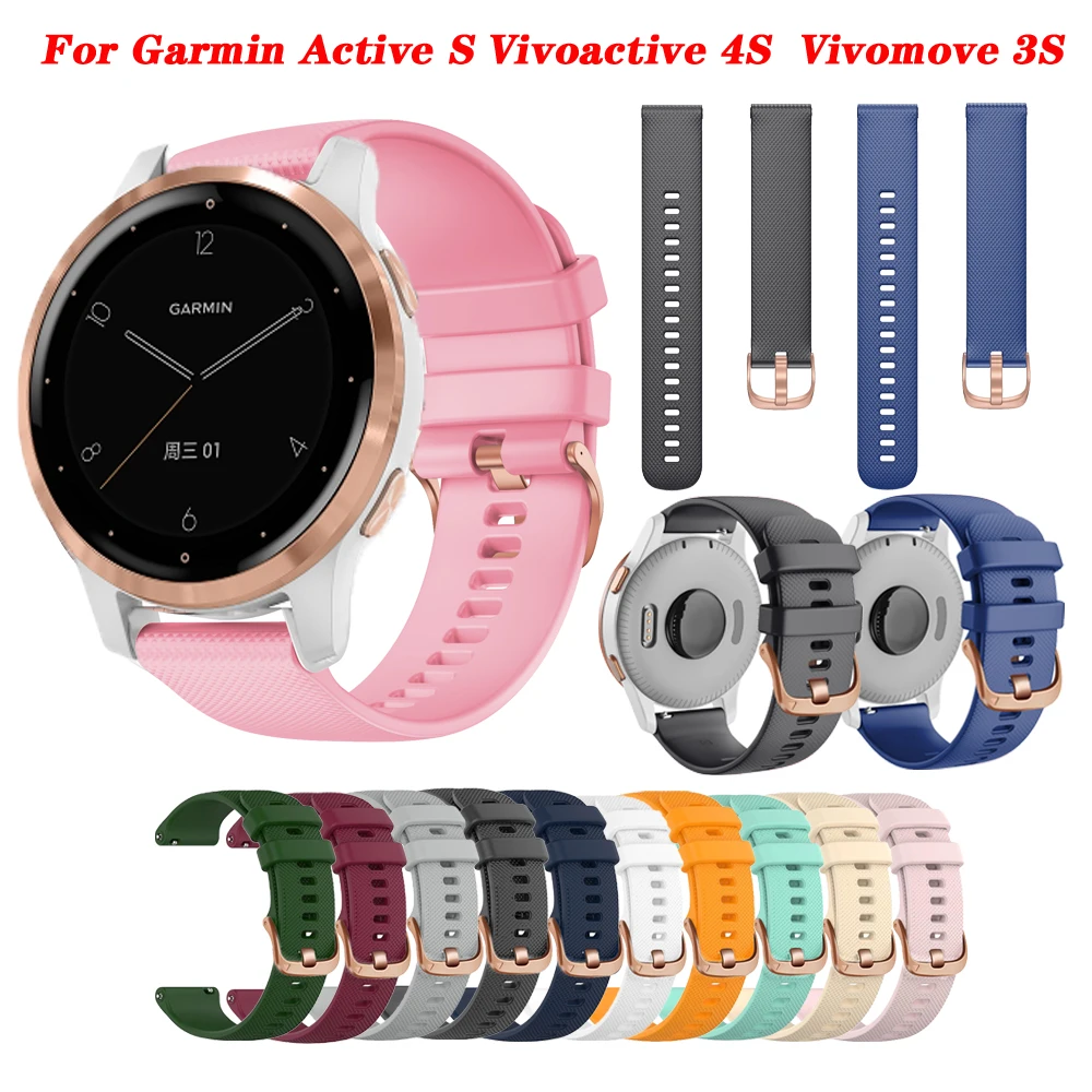 

18mm Smartwatch Band For Garmin Active S Vivoactive 3S 4S Move 3S Ticwatch C2 Strap Silicone Smart Band Replacement Accessories