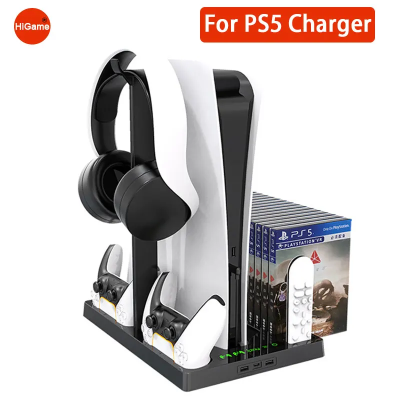 For Sony PS5 Dual Controller Charger Console Vertical Cooling Stand Charge Adapter Game Slot For Playstation5 Disc/Digital
For Sony PS5 Dual Controller Charger Console Vertical Cooling Stand Charge Adapter Game Slot For Playstation5 Disc/Digital