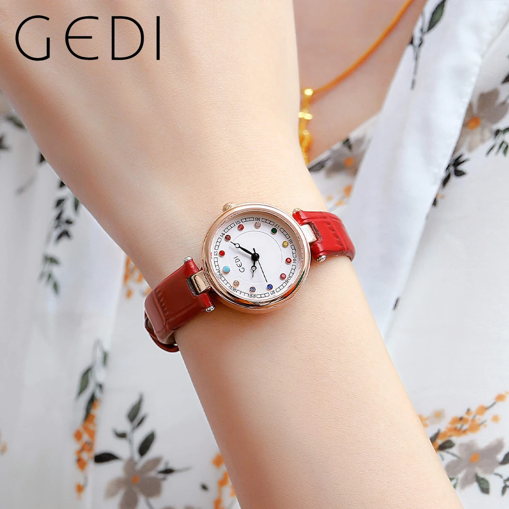 GEDI Elegant Women Watches Leather Strap Color Diamond Scale Waterproof Fashion Ladies Quartz Wriswatch Luxury Woman Clock Gifts
GEDI Elegant Women Watches Leather Strap Color Diamond Scale Waterproof Fashion Ladies Quartz Wriswatch Luxury Woman Clock Gifts