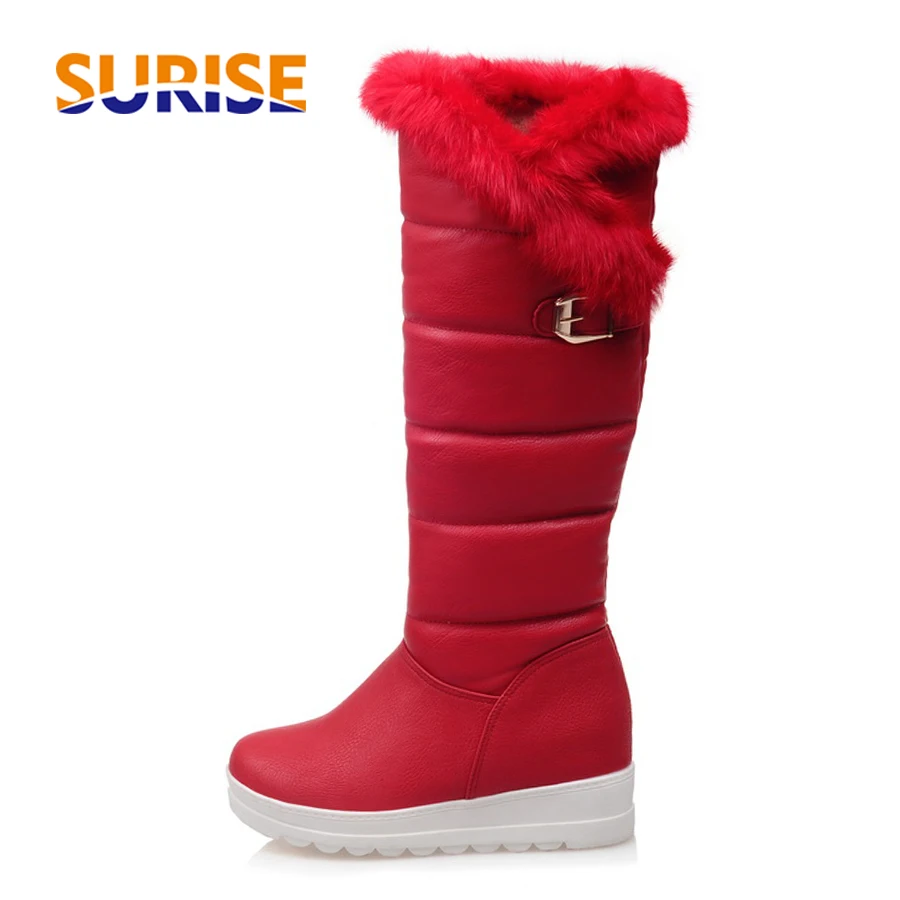 Red Winter Women Warm Fur Knee-high Snow Boots Red Black Thick Plush Round Toe Buckle Lady Height Increasing Platform Long Boots
Red Winter Women Warm Fur Knee-high Snow Boots Red Black Thick Plush Round Toe Buckle Lady Height Increasing Platform Long Boots