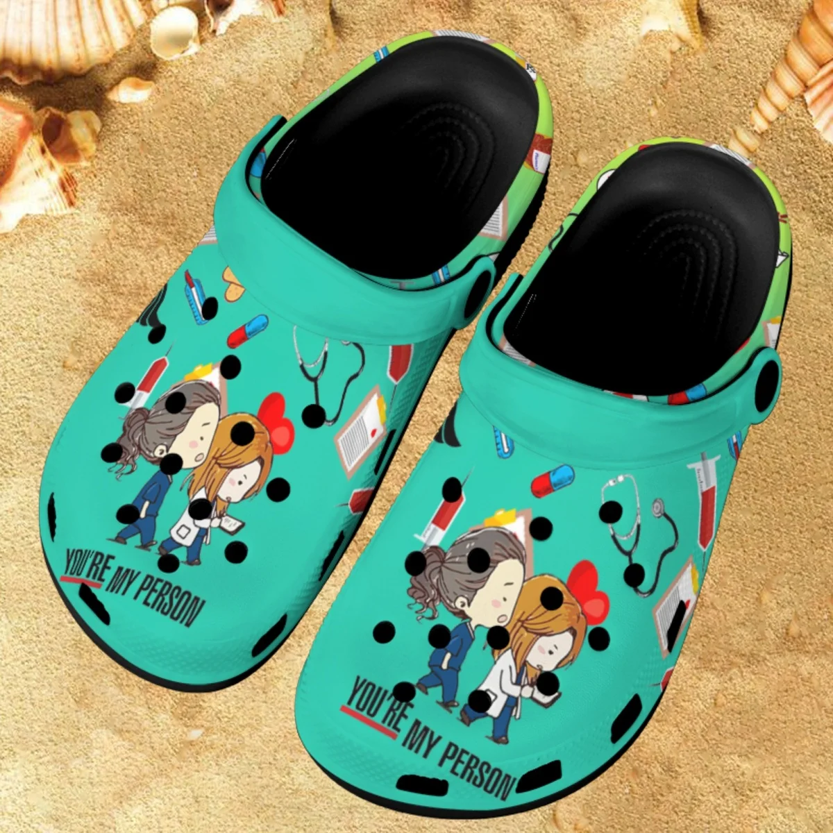 

You're My Person Printed Comfortable Sandals 3D Medical Tool Pattern Non-slip Nursing Flat Shoes Summer Beach Breathable Sandals