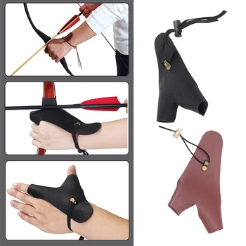 2 Fingers Bracer Arrow Bow Shooting Supply Traditional Sports Protective Guard Archer Glove Hunting Shooting Gloves