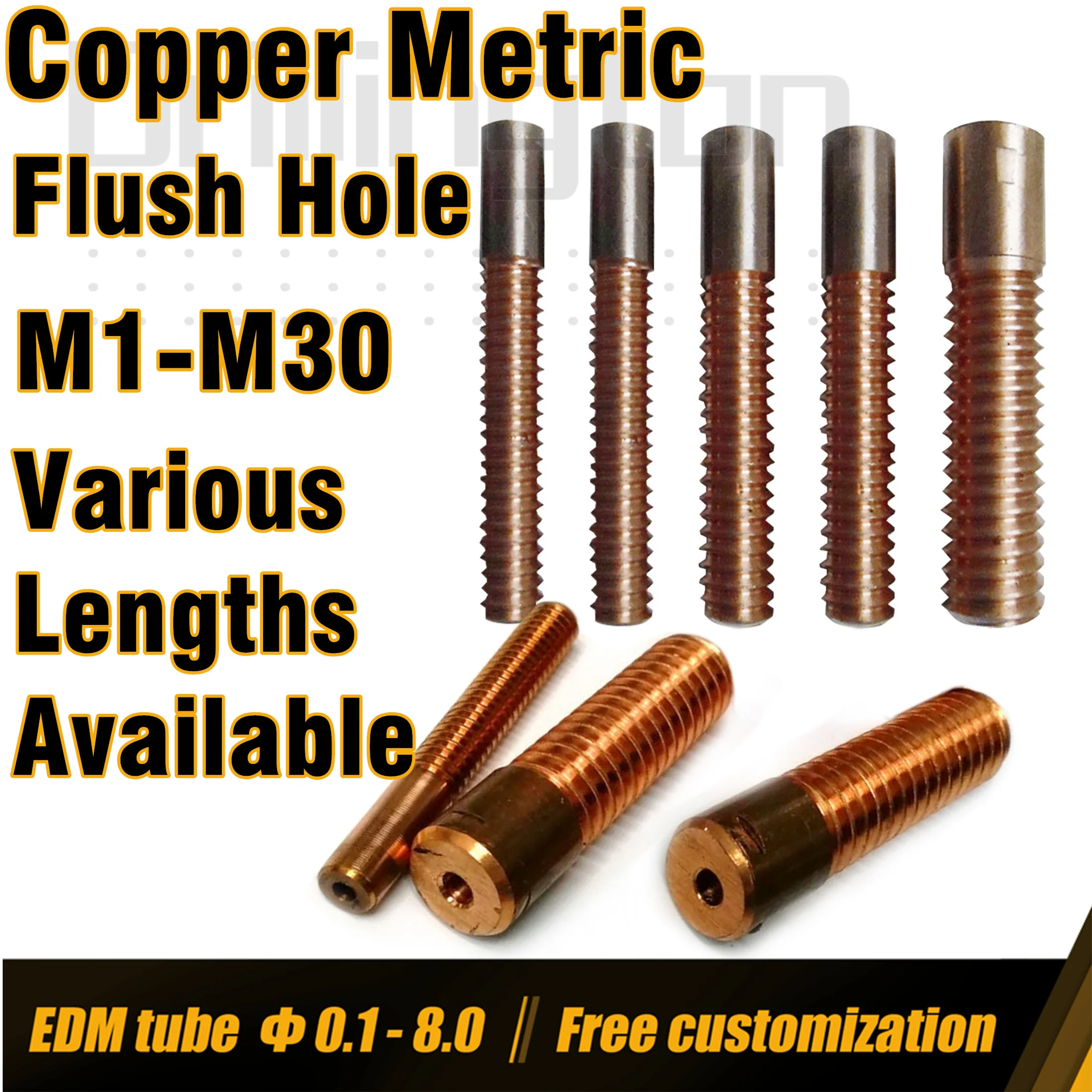 Copper Tapping Electrode With Flush Hole, Metric Coarse Thread Tap M1-M30, Threaded Rod for Tapping and EDM Machine
Copper Tapping Electrode With Flush Hole, Metric Coarse Thread Tap M1-M30, Threaded Rod for Tapping and EDM Machine