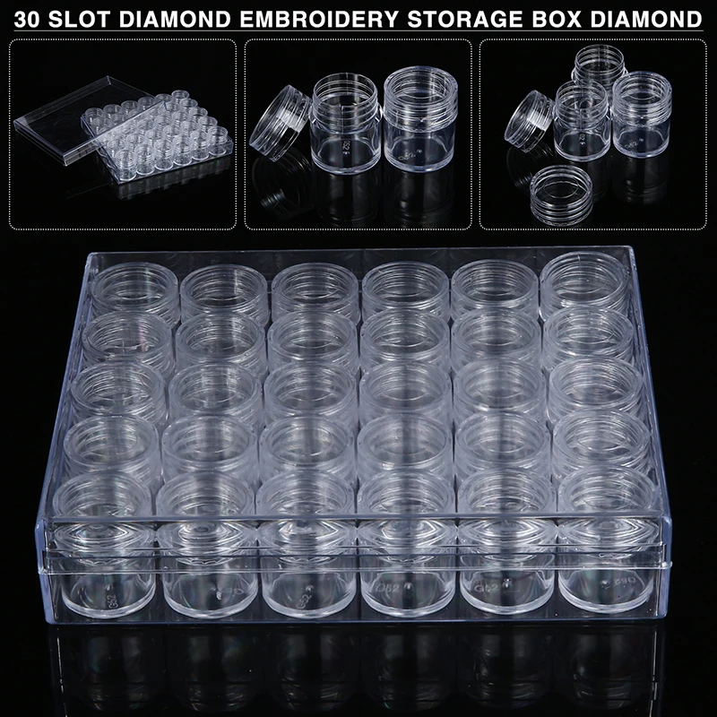New 30 Slot Diamond Embroidery Storage Box Painting Accessory Box Case Clear Beads Jewelry Organizer Containers Home Storage
New 30 Slot Diamond Embroidery Storage Box Painting Accessory Box Case Clear Beads Jewelry Organizer Containers Home Storage