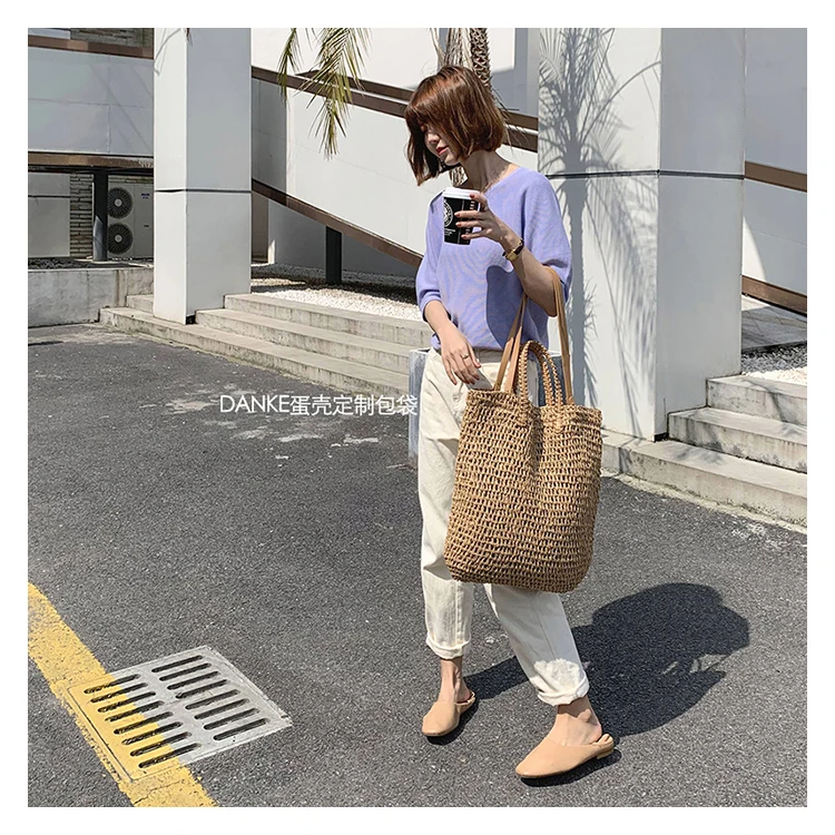 Large Wicker Beach Tote - Simple Summer Shopper 11 Sb6e1171e1ff64a9bb57353b373e5560dn