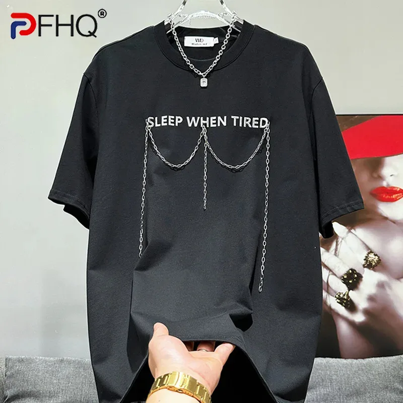 PFHQ Men's Popular Letter Hanging Chain Design T-shirt Summer Comfortable Round Neck Short Sleeve Haute Quality Male Top 21Z4670
PFHQ Men's Popular Letter Hanging Chain Design T-shirt Summer Comfortable Round Neck Short Sleeve Haute Quality Male Top 21Z4670