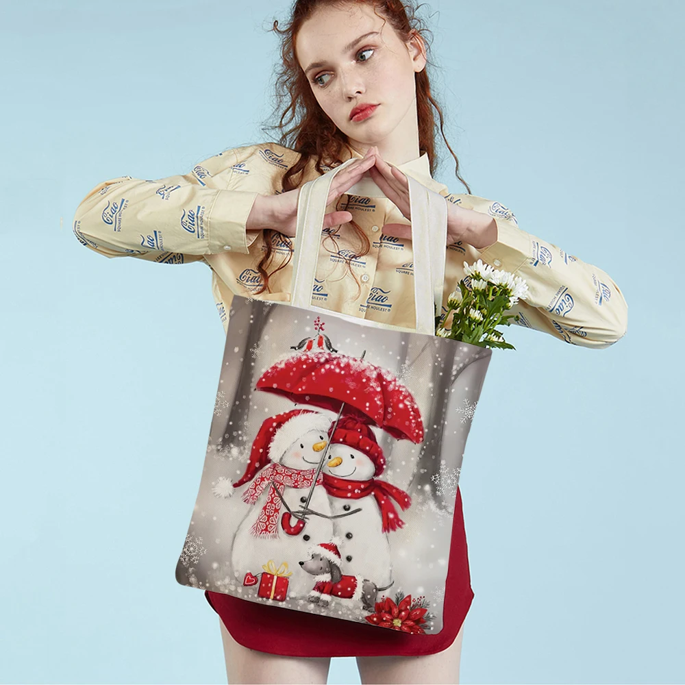 Merry Christmas Casual Women Handbag Cartoon Snowman Foldable Reusable Xmas Gift Lady Student Canvas Tote Shopping Bag
Merry Christmas Casual Women Handbag Cartoon Snowman Foldable Reusable Xmas Gift Lady Student Canvas Tote Shopping Bag