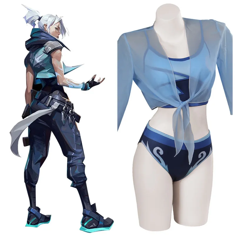 Game Valorant Jett Cosplay Original Swimsuit Storm Knife Fashion Cute Ayaka Cosplay Costume Bikini Summer Role-Play For Women
Game Valorant Jett Cosplay Original Swimsuit Storm Knife Fashion Cute Ayaka Cosplay Costume Bikini Summer Role-Play For Women