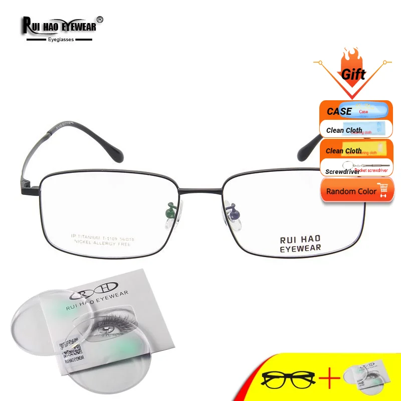 

Prescription Glasses Men Classic Rectangle Eyeglasses Frame Custoimze Resin Lenses Titanium Spectacles Frames 1109