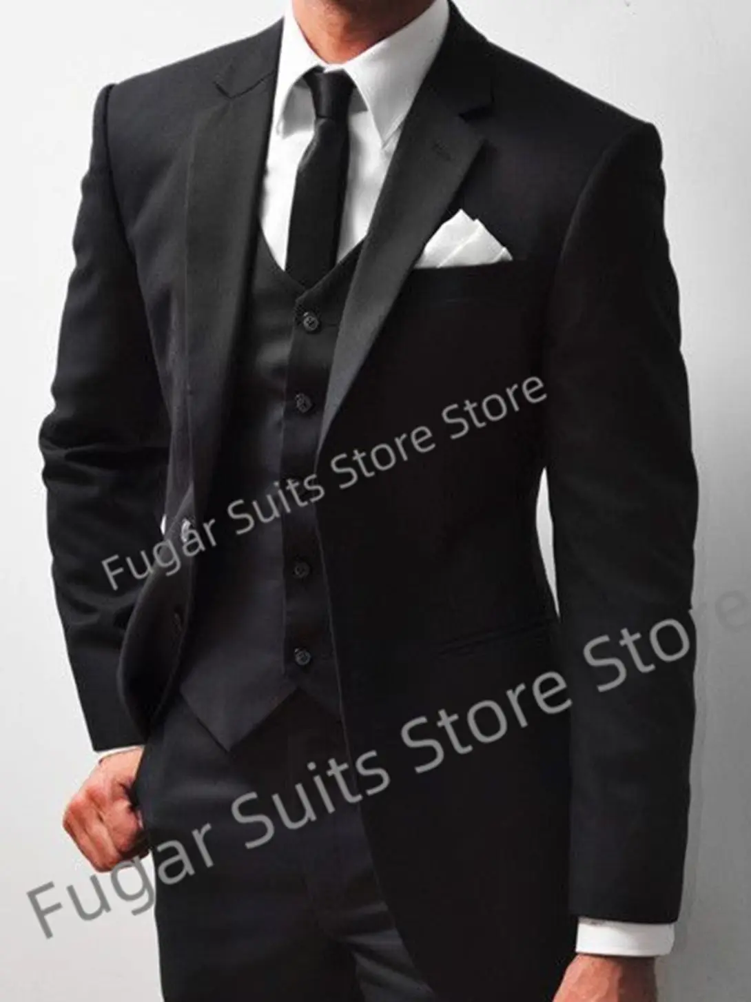 Business Black Wedding Suits For Men Slim Fit Notched Lapel Groom Tuxedos 3 Pieces Sets Fashion Luxuly Male Blazer Costume Homme
Business Black Wedding Suits For Men Slim Fit Notched Lapel Groom Tuxedos 3 Pieces Sets Fashion Luxuly Male Blazer Costume Homme